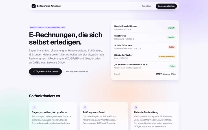 E-Rechnung Autopilot: geprüfte E-Rechnungen, bereit für DATEV