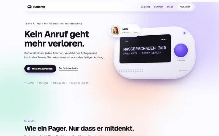 Rufbereit: der KI-Assistent für Anrufe, Chats und WhatsApp